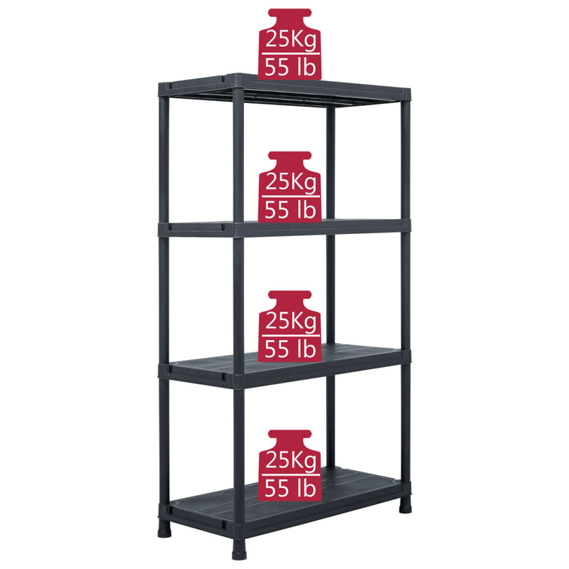 Dealsmate  Storage Shelf Rack Black 100 kg 60x30x138 cm Plastic