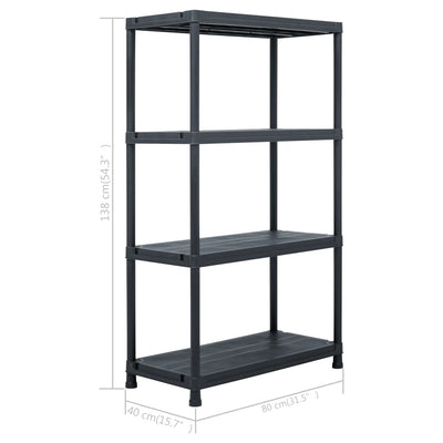 Dealsmate  Storage Shelf Rack Black 200 kg 80x40x138 cm Plastic