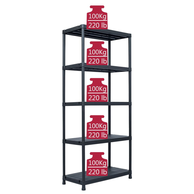 Dealsmate  Storage Shelf Rack Black 500 kg 90x60x180 cm Plastic