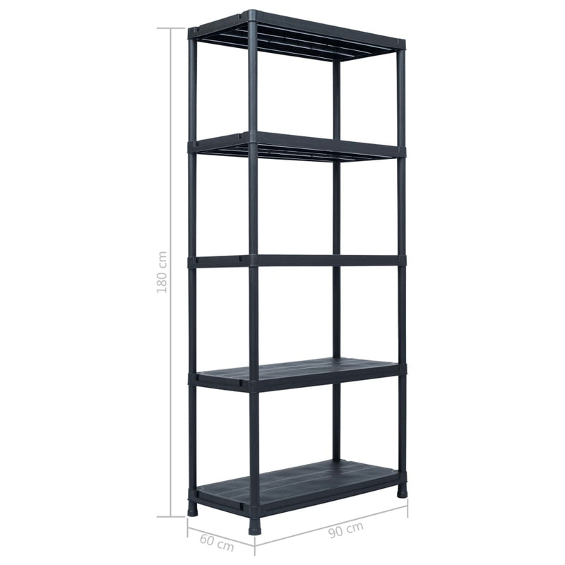 Dealsmate  Storage Shelf Rack Black 500 kg 90x60x180 cm Plastic
