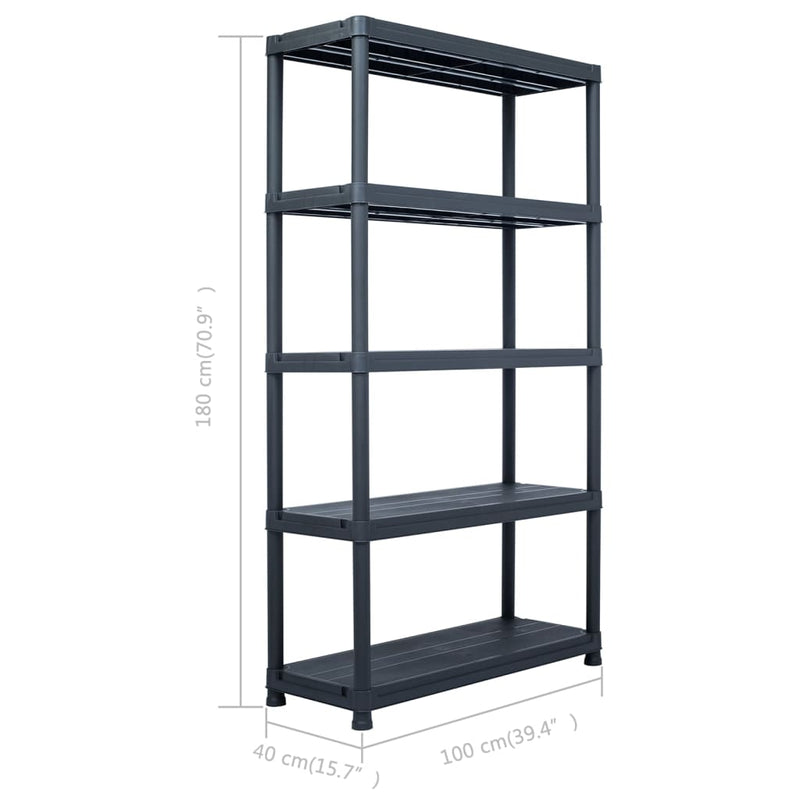 Dealsmate  Storage Shelf Rack Black 500 kg 100x40x180 cm Plastic