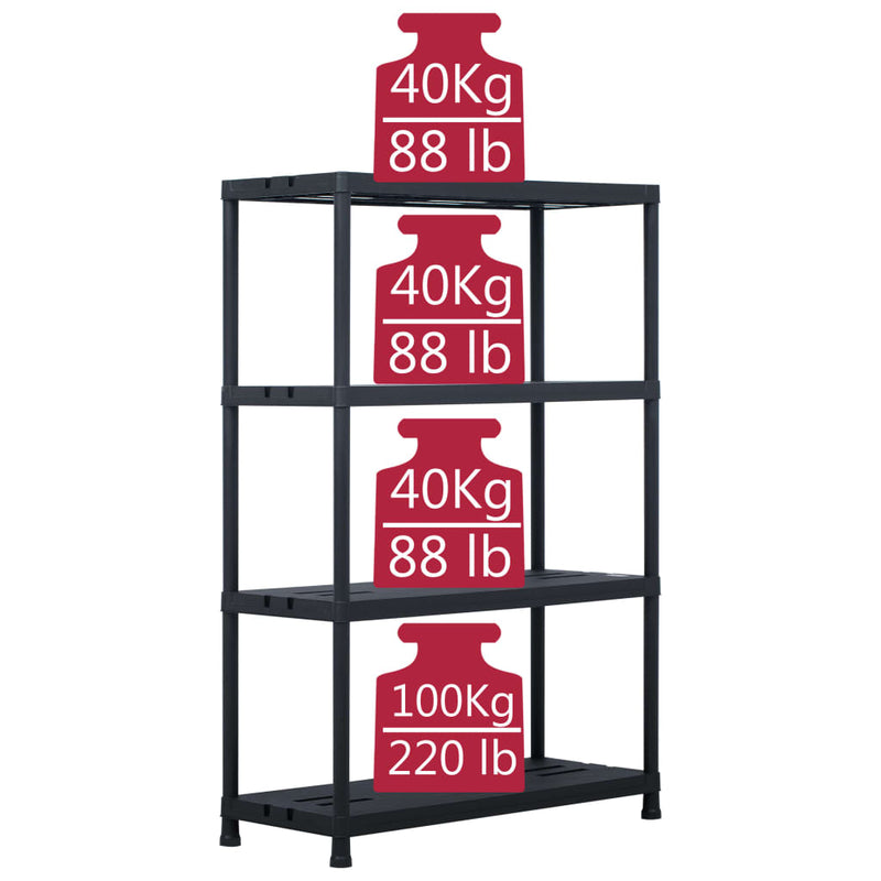 Dealsmate  Storage Shelf Rack Black 220 kg 90x40x138 cm Plastic