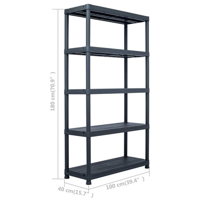 Dealsmate  Storage Shelf Rack Black 220 kg 90x40x138 cm Plastic