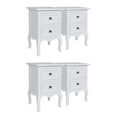 Dealsmate  Nightstands 4 pcs with 2 Drawers MDF White