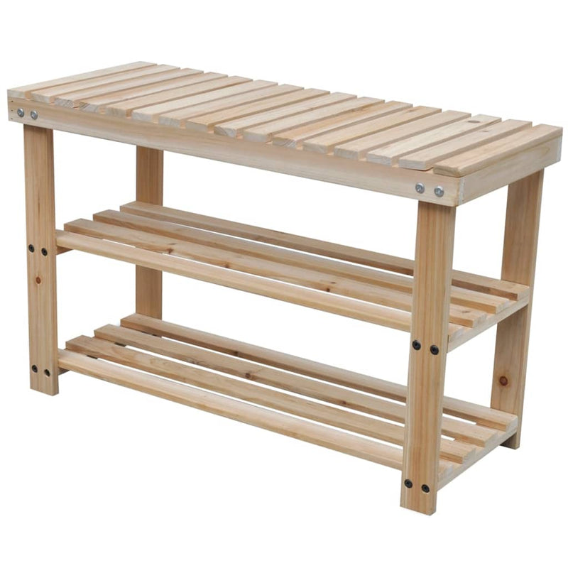 Dealsmate  2-in-1 Shoe Rack with Bench Top 2 pcs Solid Wood