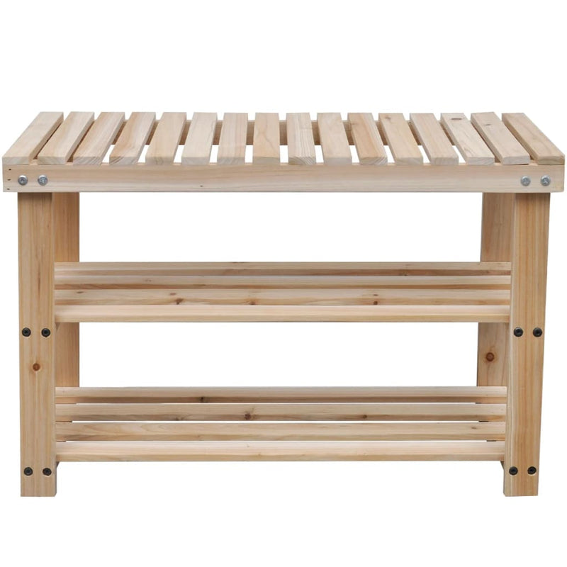 Dealsmate  2-in-1 Shoe Rack with Bench Top 2 pcs Solid Wood