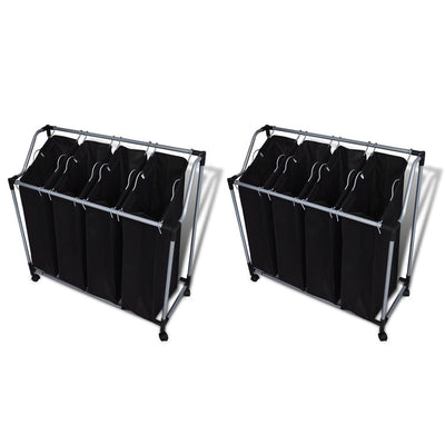 Dealsmate  Laundry Sorters with Bags 2 pcs Black and Grey
