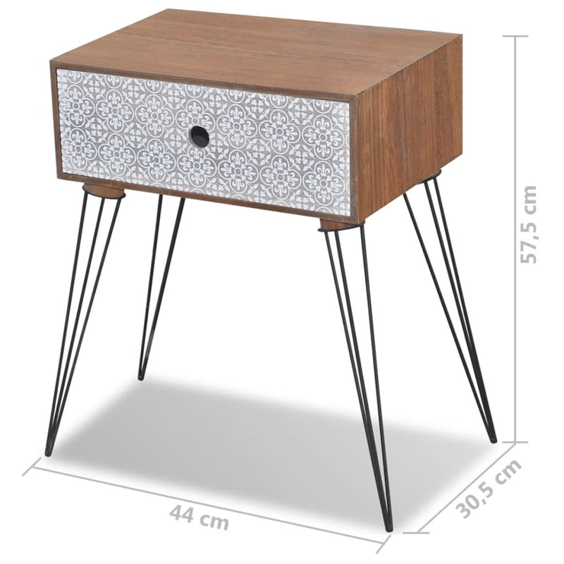 Dealsmate  Nightstands with Drawer 2 pcs Brown