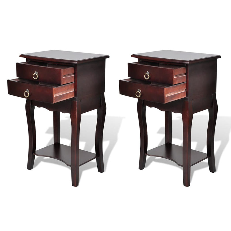 Dealsmate  Nightstands with Drawers 2 pcs Brown