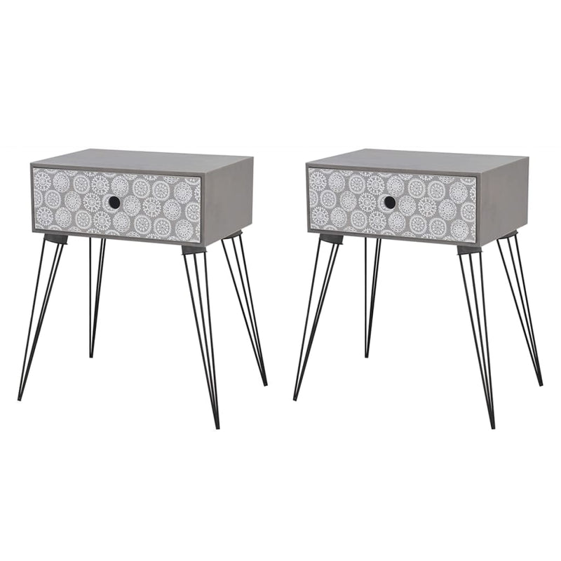 Dealsmate  Nightstands with Drawer 2 pcs Grey