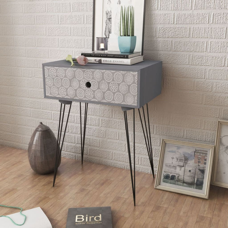 Dealsmate  Nightstands with Drawer 2 pcs Grey