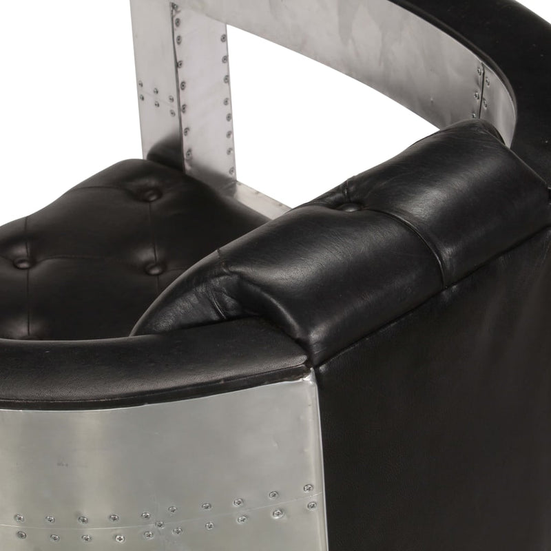 Dealsmate  Aviator Armchair Black Real Leather