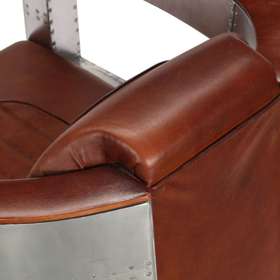 Dealsmate  Aviator Armchair Brown Real Leather