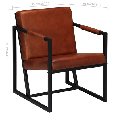 Dealsmate  Armchair Brown Real Leather