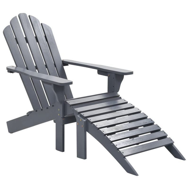 Dealsmate  Garden Chair with Ottoman Wood Grey