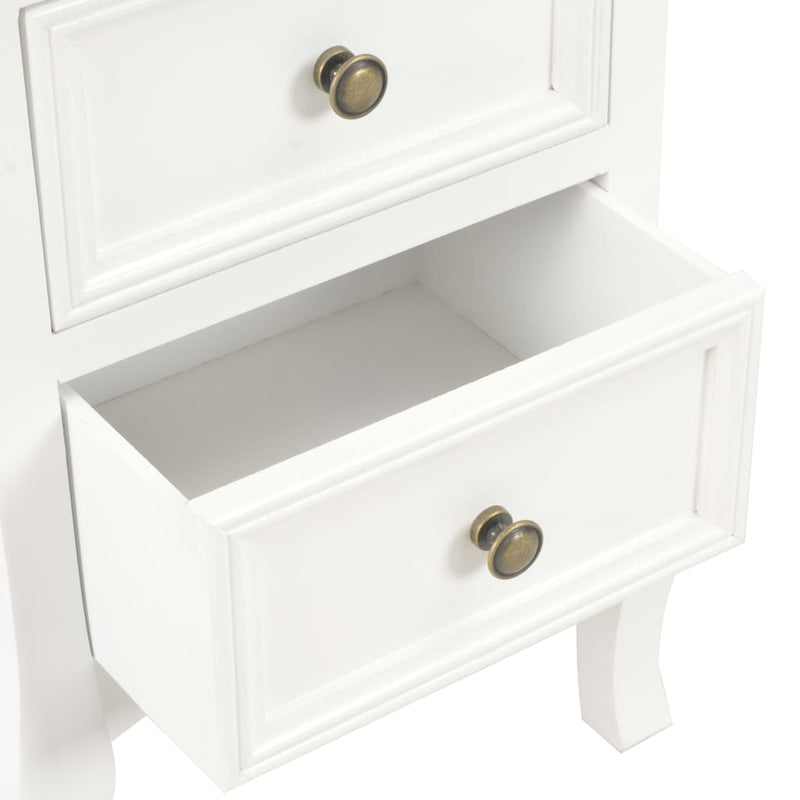 Dealsmate  Bedside Cabinet 2 pcs White 35x30x49 cm MDF