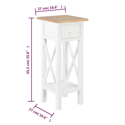 Dealsmate  Side Table White 27x27x65.5 cm Wood