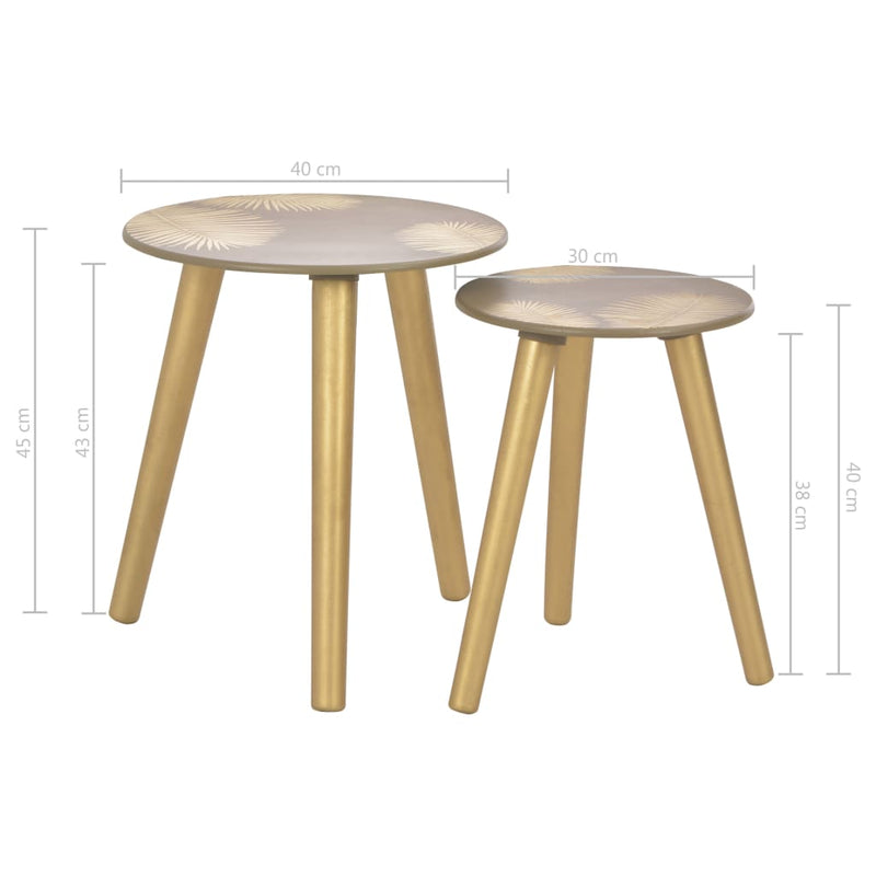 Dealsmate  Nesting Side Tables 2 pcs Gold 40x45 cm/30x40 cm MDF