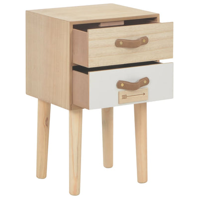 Dealsmate  Bedside Cabinet with 2 Drawers 30x25x49.5 cm Solid Pinewood