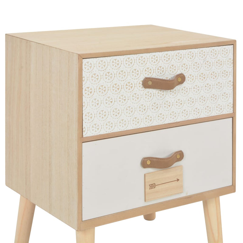 Dealsmate  Bedside Cabinet with 2 Drawers 40x30x49.5 cm Solid Pinewood