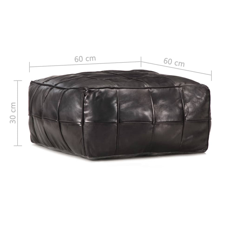 Dealsmate  Pouffe Black 60x60x30 cm Genuine Goat Leather
