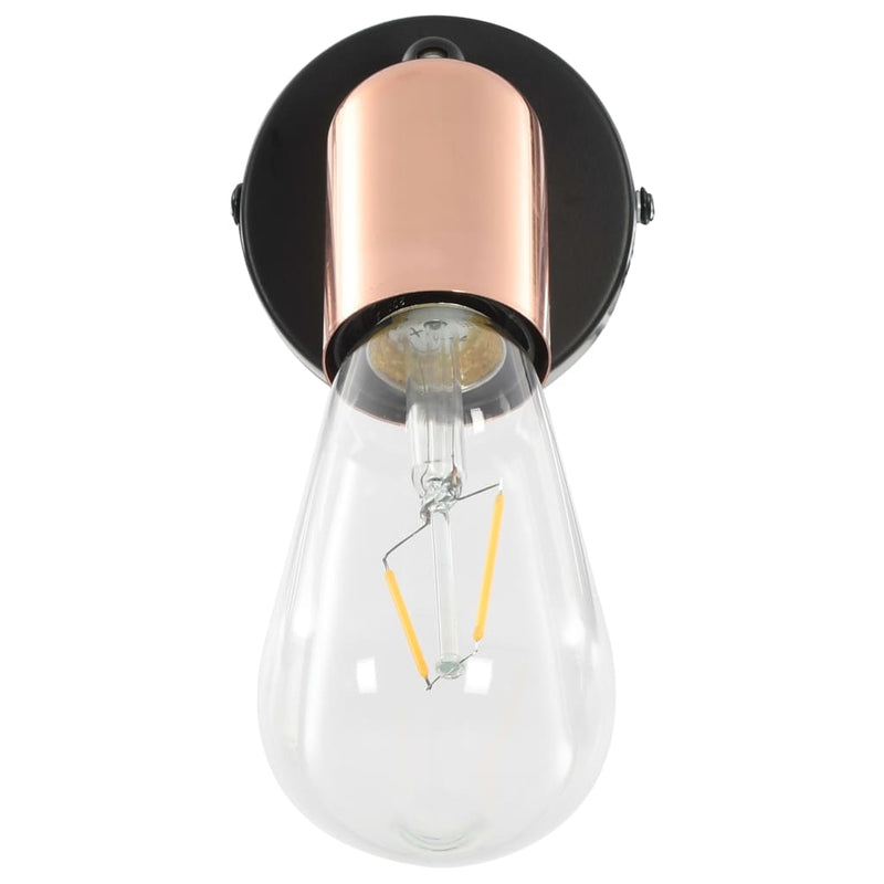 Dealsmate  Spot Lights 2 pcs with Filament Bulbs 2 W Black and Copper E27