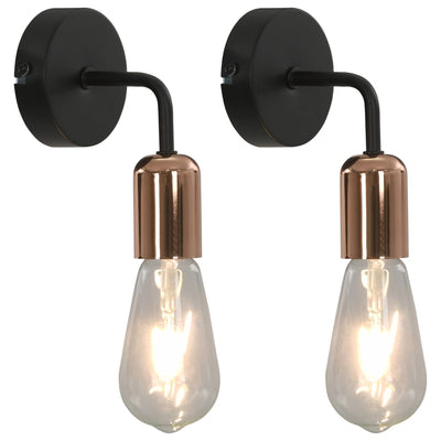 Dealsmate  Wall Lights 2 pcs with Filament Bulbs 2 W Black and Copper E27