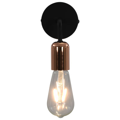 Dealsmate  Wall Lights 2 pcs with Filament Bulbs 2 W Black and Copper E27