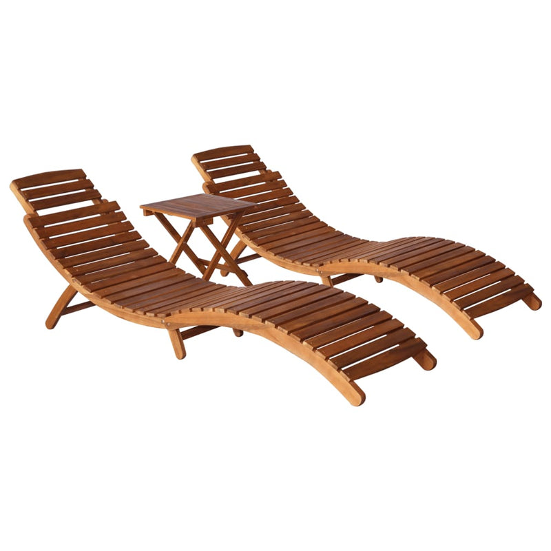 Dealsmate  3 Piece Outdoor Lounge Set Solid Acacia Wood Brown