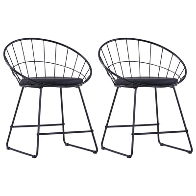 Dealsmate  Dining Chairs with Faux Leather Seats 2 pcs Black Steel