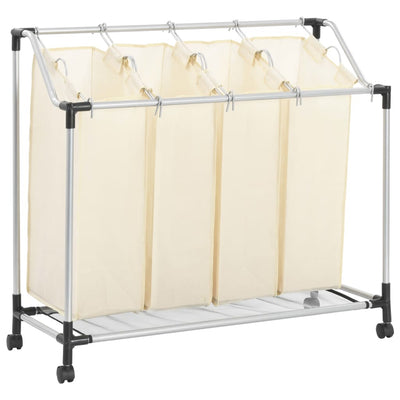 Dealsmate  Laundry Sorter with 4 Bags Cream Steel