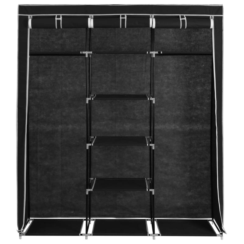 Dealsmate  Wardrobe with Compartments and Rods Black 150x45x175 cm Fabric