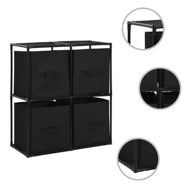 Dealsmate  Storage Cabinet with 4 Fabric Baskets Black 63x30x71 cm Steel