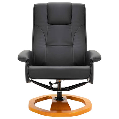 Dealsmate  Swivel TV Armchair with Foot Stool Black Faux Leather