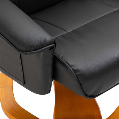 Dealsmate  Swivel TV Armchair with Foot Stool Black Faux Leather