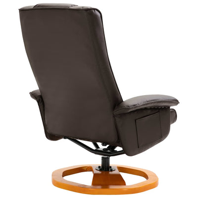 Dealsmate  Swivel TV Armchair with Foot Stool Brown Faux Leather