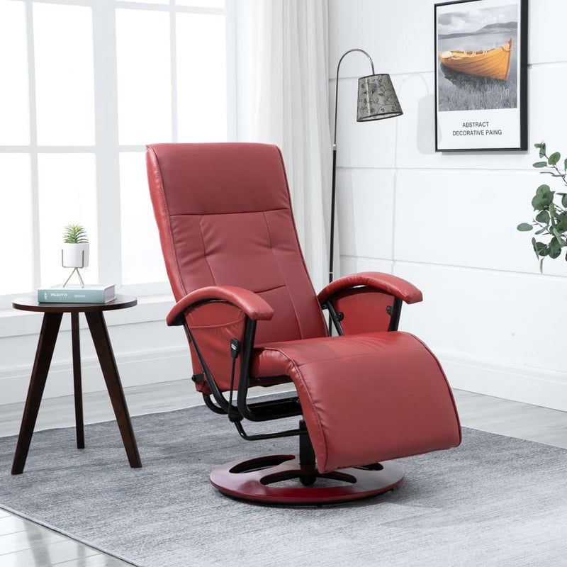 Dealsmate  Swivel TV Armchair Wine Red Faux Leather