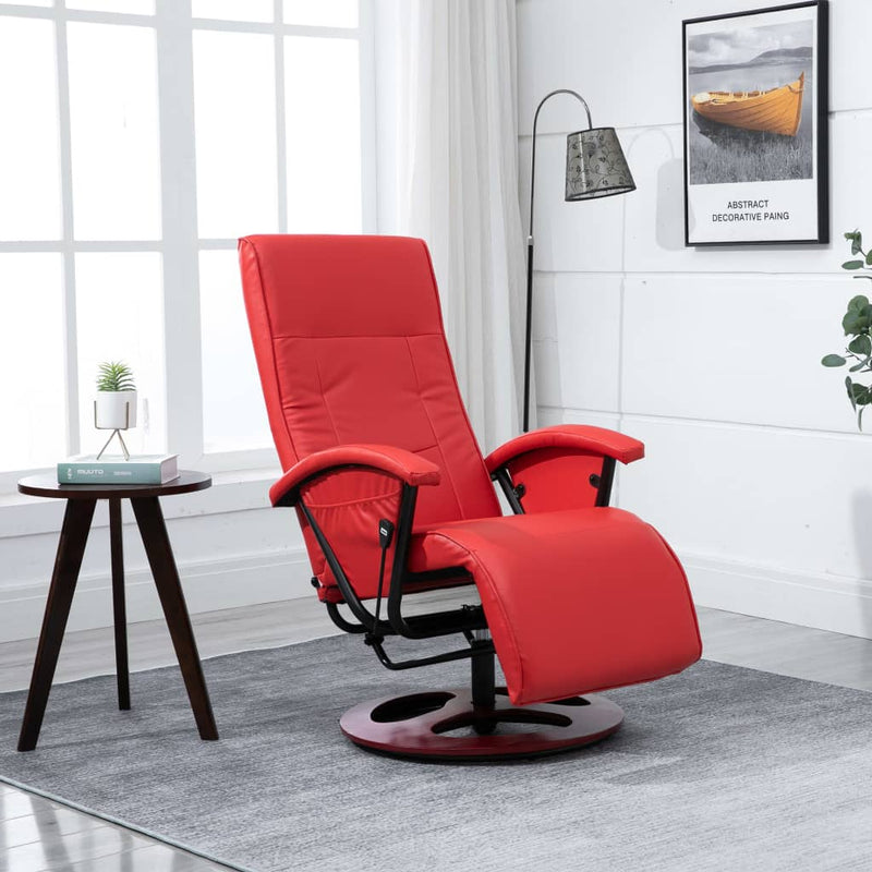 Dealsmate  Swivel TV Armchair Red Faux Leather