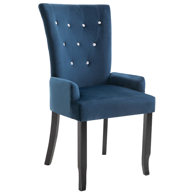 Dealsmate  Dining Chair with Armrests Dark Blue Velvet