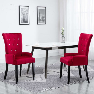 Dealsmate  Dining Chair with Armrests Red Velvet