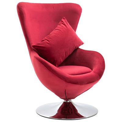 Dealsmate  Swivel Egg Chair with Cushion Red Velvet