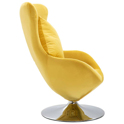 Dealsmate  Swivel Egg Chair with Cushion Yellow Velvet
