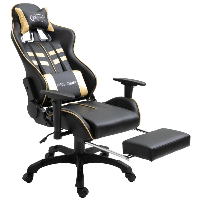 Dealsmate  Gaming Chair with Footrest Gold Faux Leather