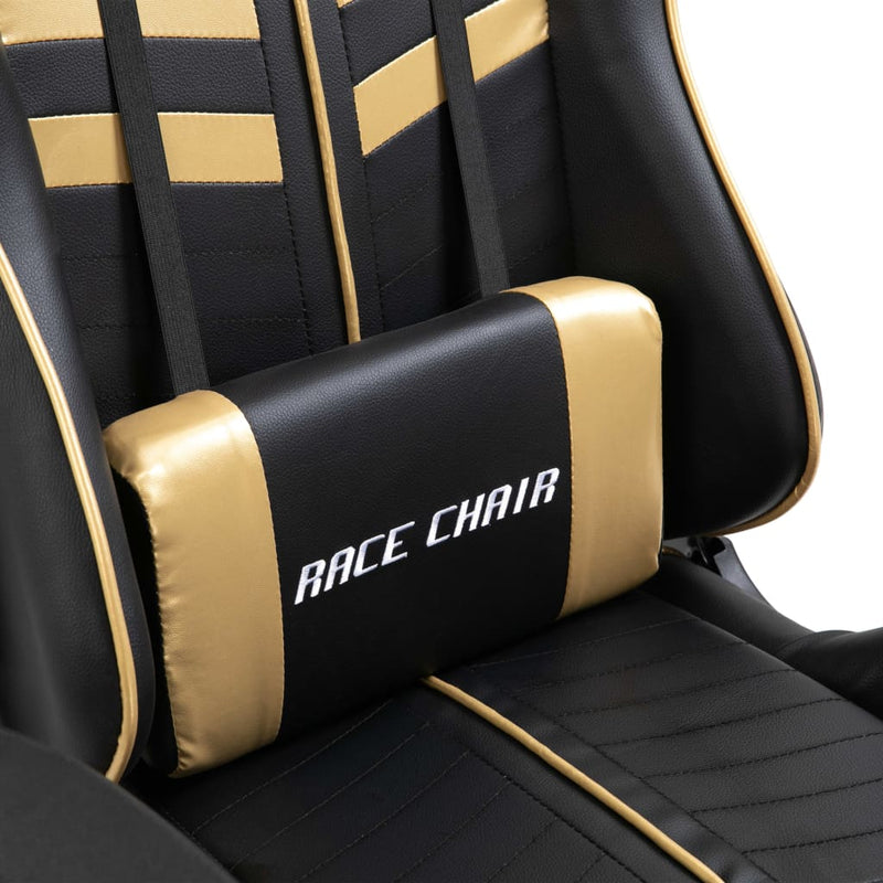 Dealsmate  Gaming Chair with Footrest Gold Faux Leather
