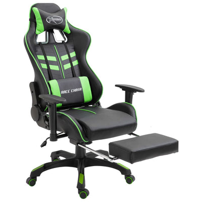 Dealsmate  Gaming Chair with Footrest Green Faux Leather