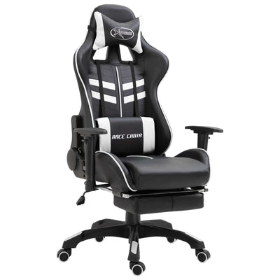 Dealsmate  Gaming Chair with Footrest White Faux Leather