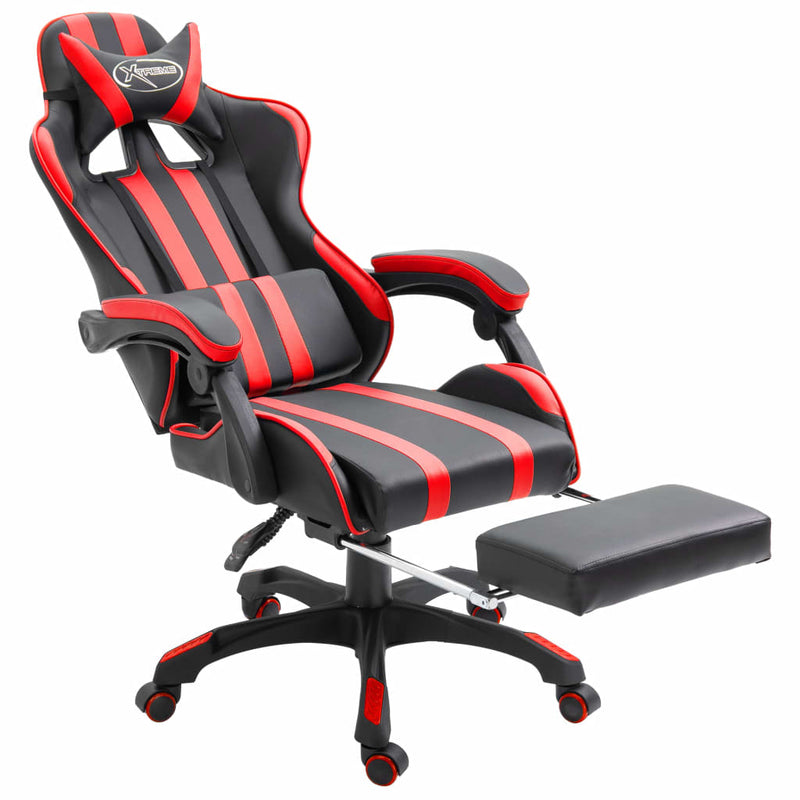 Dealsmate  Gaming Chair with Footrest Red Faux Leather