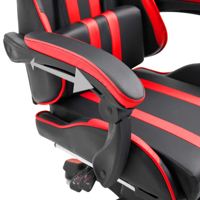 Dealsmate  Gaming Chair with Footrest Red Faux Leather