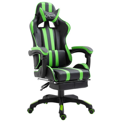 Dealsmate  Gaming Chair with Footrest Green Faux Leather