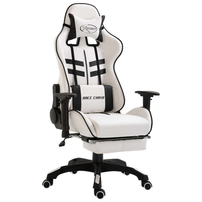 Dealsmate  Gaming Chair with Footrest Black Faux Leather